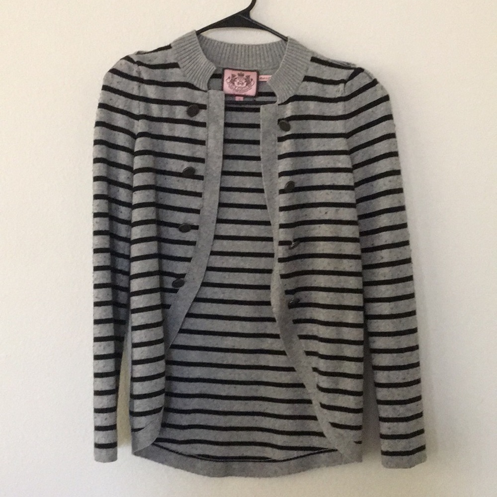 Black and gray striped Juicy Couture sweater